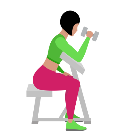 Dumbbell Seated One Arm Preacher Hammer Curl