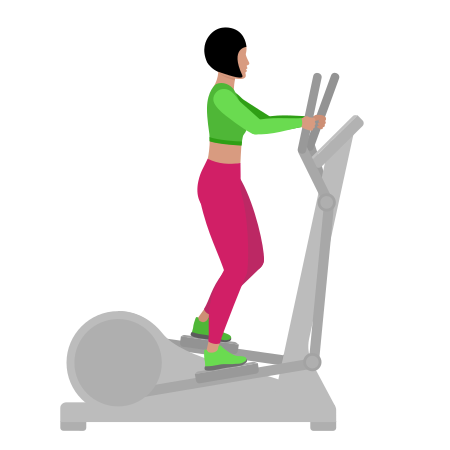 Woman Is Engaged On An Elliptical Machine