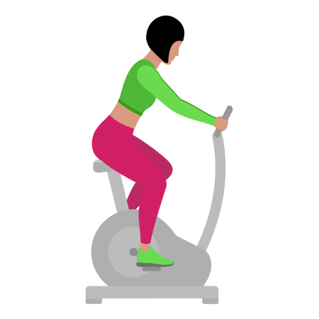 Woman Is Engaged On An Stationary Bike Run